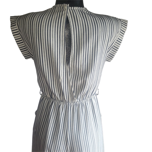 Monteau Striped Blue and White Short Sleeve Jumpsuit S - Picture 7 of 8